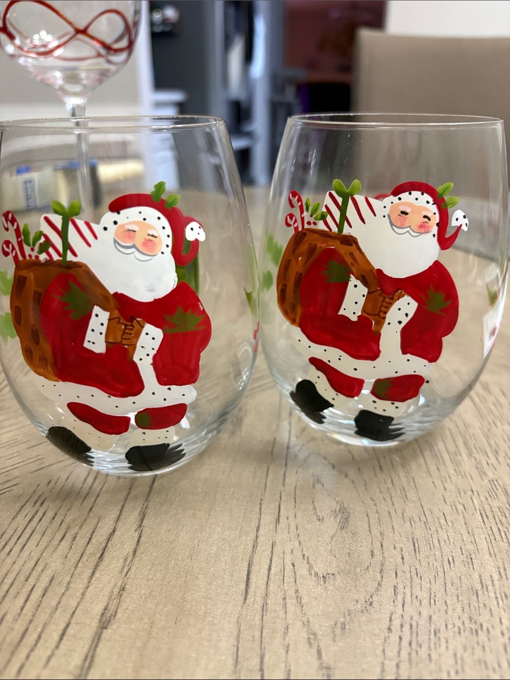 Santa Stemless Wine Glasses - Set of 2